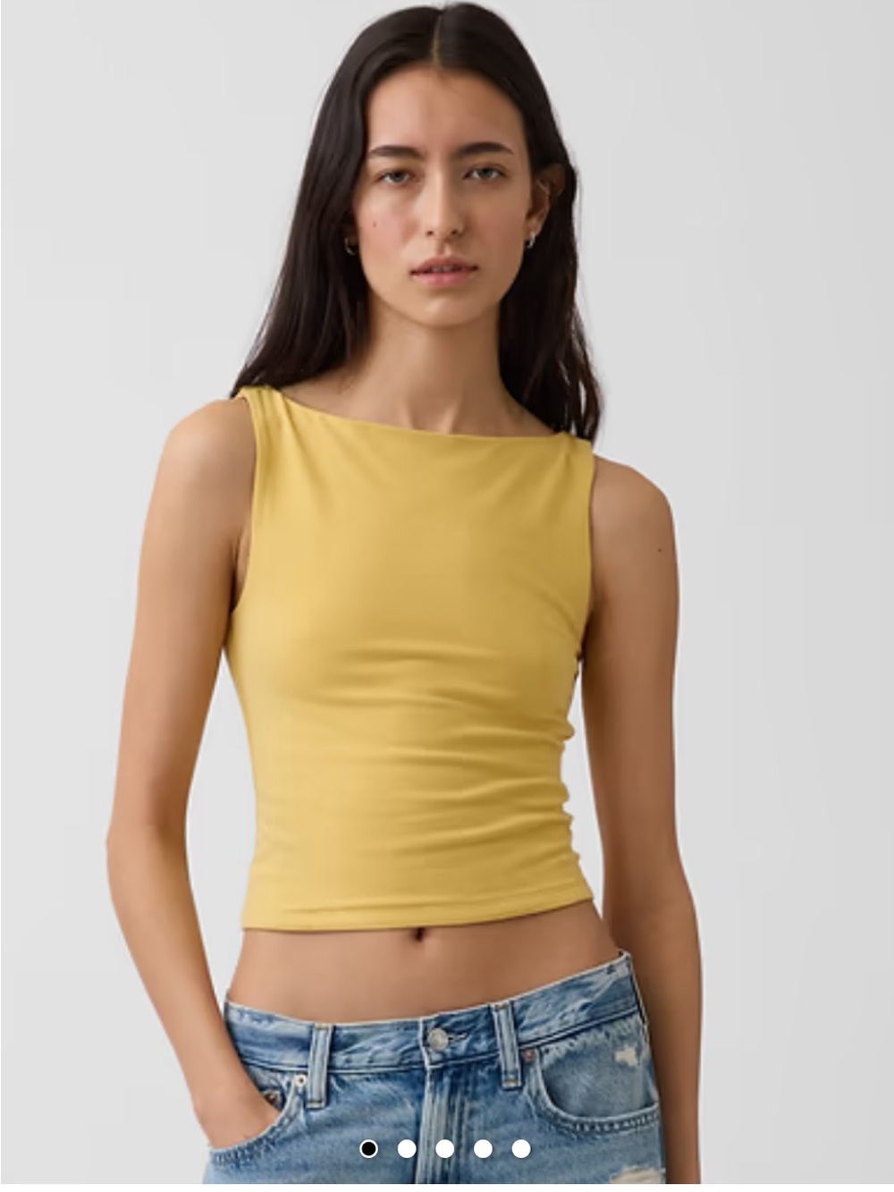 Women’s Sleeveless Closeknit Yellow Boatneck Crop Top Size Medium New with Tags